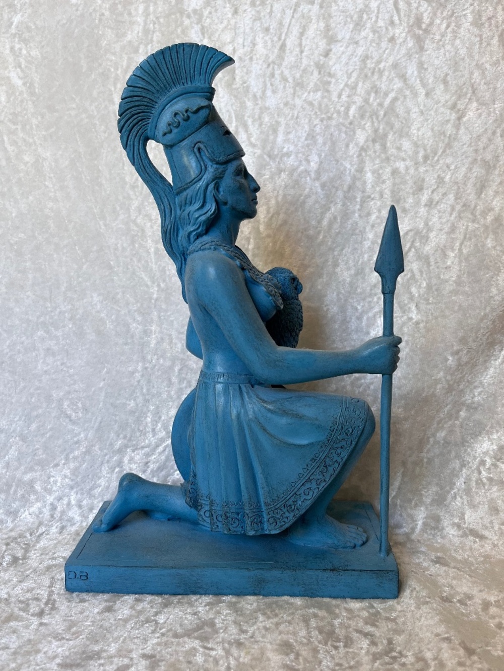 Athena statue with owl and spear